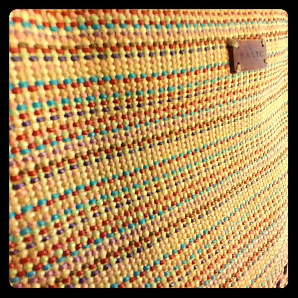 Relic leather and straw handbag